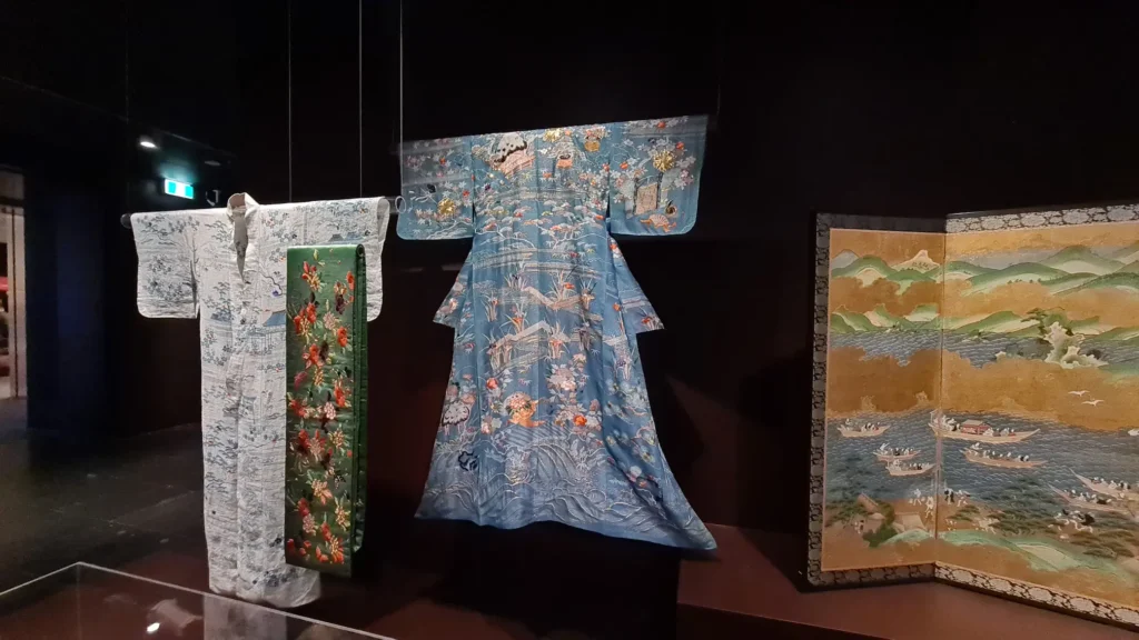 Traditional kimono on display reflecting early Japanese court wear
